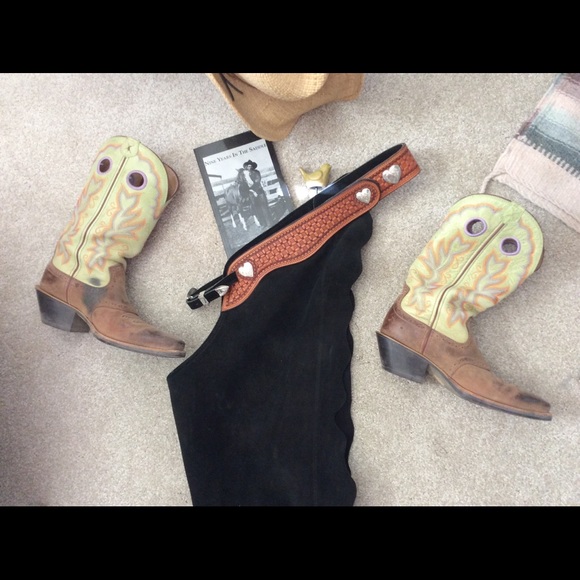 Black suede leather ladies chaps 🍒FREE SHIPPING🍒 - Picture 3 of 10